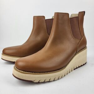 Cole Haan Zerogrand City Wedge Chelsea Boots British Tan Women’s Size 10.5 B